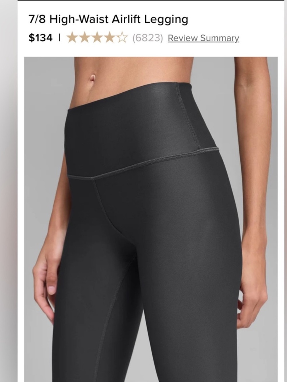 ALO Yoga 7/8 High-Waisted Airlift Legging Anthracite-Grey/Charcoal size XS